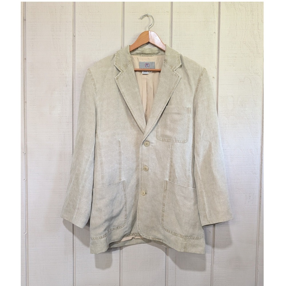 The Territory Ahead Mens Linen Silk Blazer Tan Pigment Dyed Sport Coat Medium